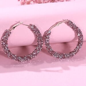 Exquisite Rose Metallic Hoop Earrings NEW 🏷️